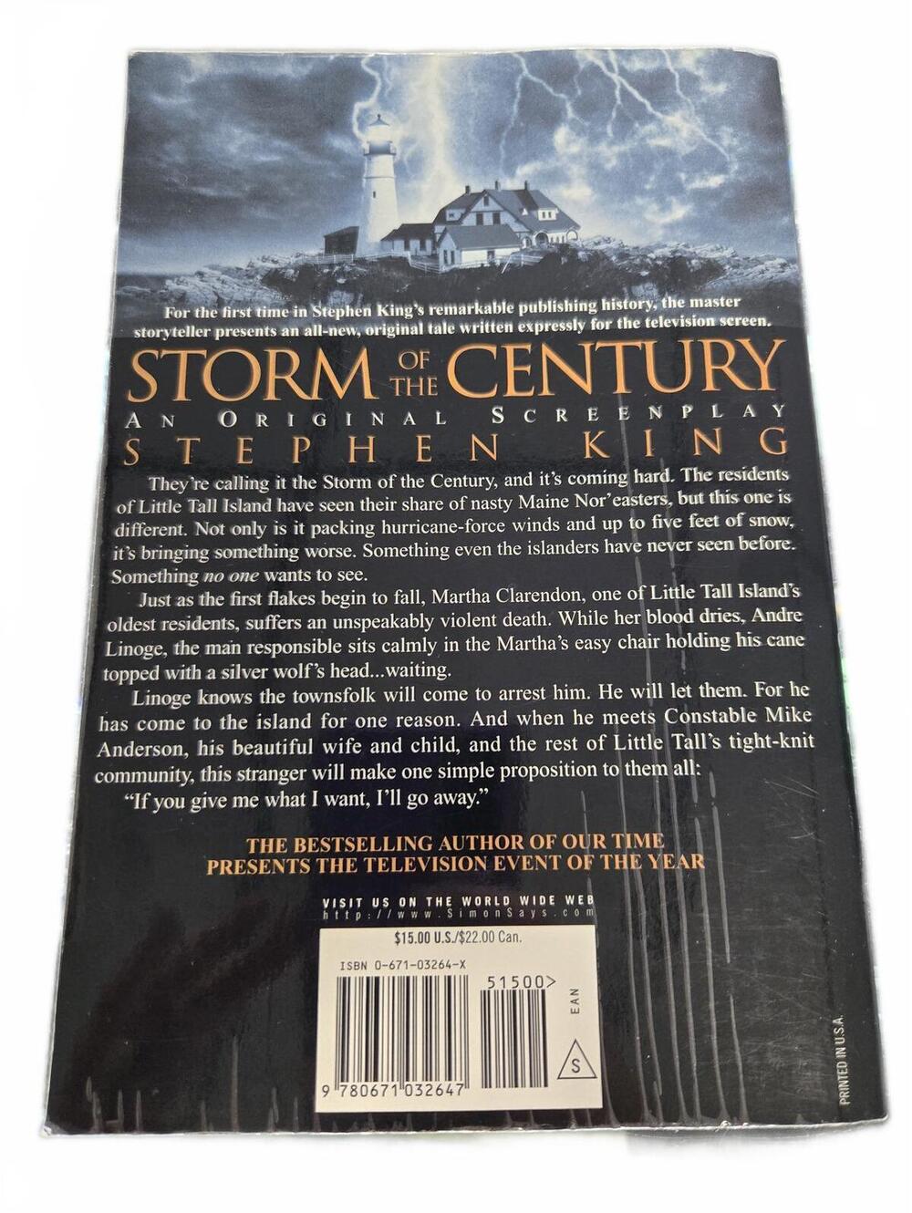 Storm of the Century by Stephen King - Original Screenplay Hardcover Book - Picture 3 of 4